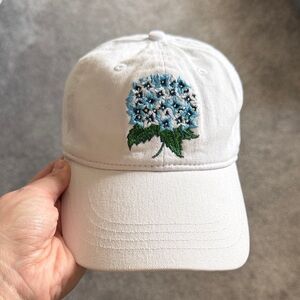 Kiel James Patrick White Hat with Blue Floral Embroidery
